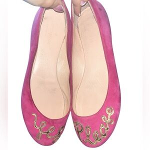 Kate Spade "Yes Please" Magenta Suede Ballet Flats - Size 8M